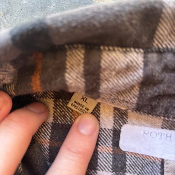 Jachs Heavy Flannel Shirt Men's XL Gray Button Up Long Sleeve Plaid Work Shirt - Picture 6 of 13